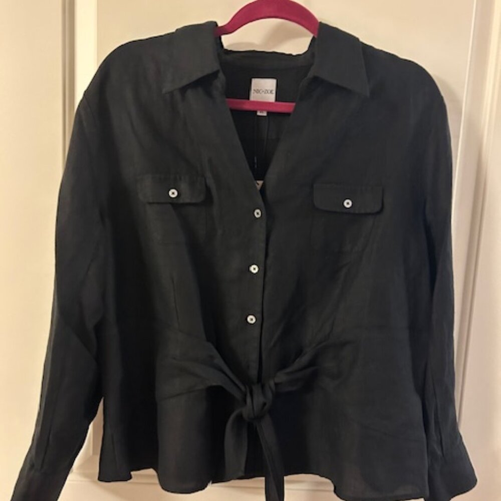 NIC+ZOE Iconic Tie Front Shirt in black